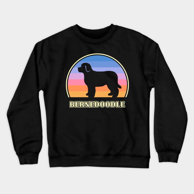 Bernedoodle Vintage Sunset Dog Crewneck Sweatshirt by millersye